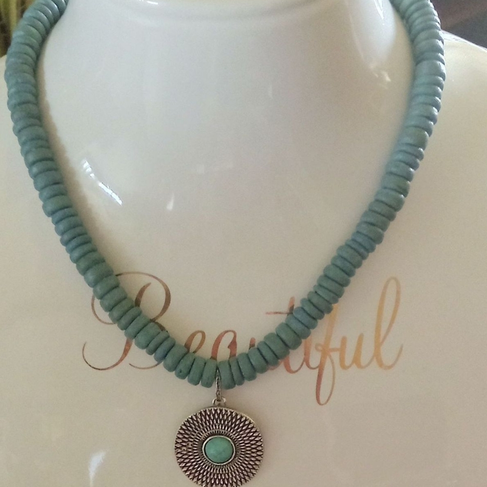 GONE - Turquoise Blue Bone Necklace Set